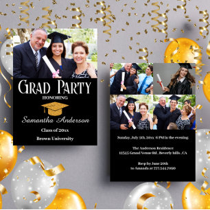 Invitation Collection photo personnalisée moderne Black Gradu