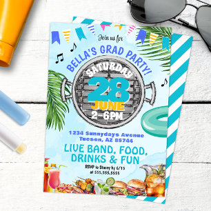 Invitation College Barbeque Graduation Pool Party