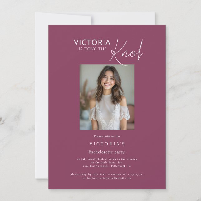 Invitation coller le noeud photo Bachelorette Party Invitatio (Devant)