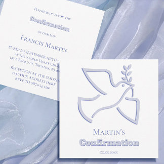 Invitation colombe bleue Confirmation | petite taille 