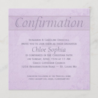 Invitation Colombe de Saint-Esprit de confirmation et lilas
