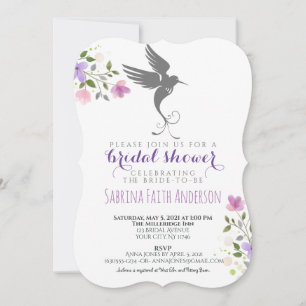 Invitation Colombe Florale Élégante Lavande Baby Shower