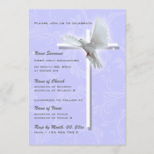 Invitation Colombe religieuse de confirmation de communion de