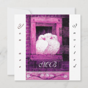 Invitation COLOMBES BLANCHES À LA FENÊTRE ,monogramme