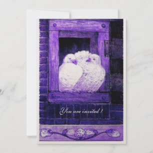 Invitation COLOMBES BLANCHES DANS LA FENÊTRE BLEUE, Mariage