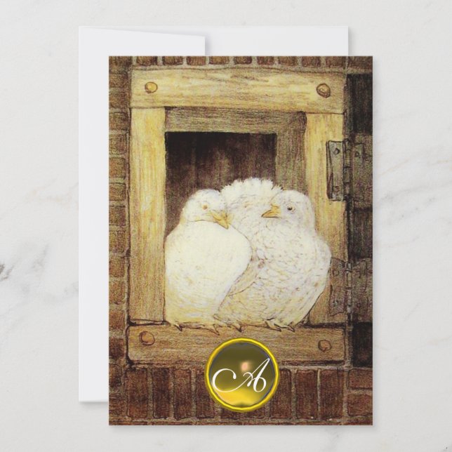 INVITATION COLOMBES BLANCHES DANS LA FENÊTRE, MONOGRAMME DE G (Devant)