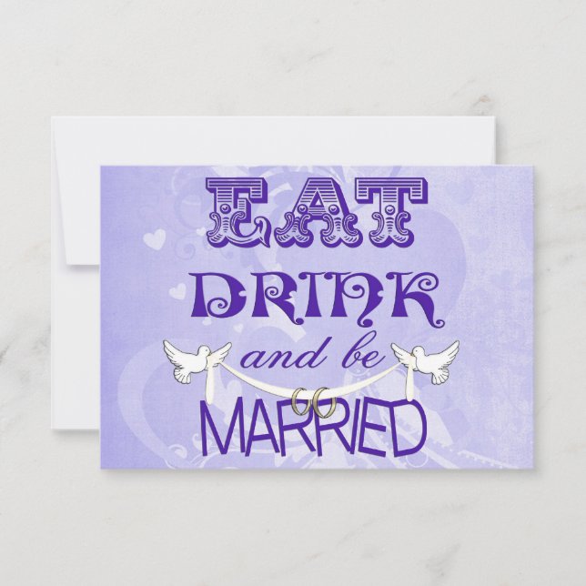 Invitation Colombes de mariage sur RSVP violet (Devant)