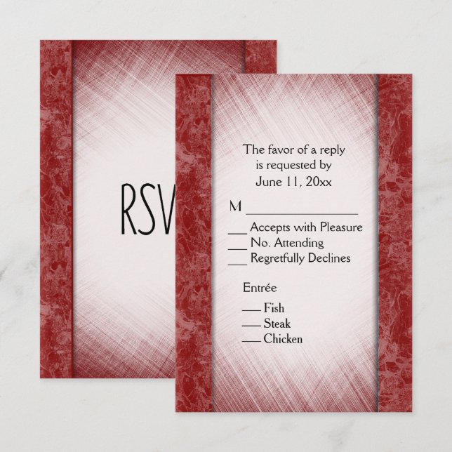Invitation Colonnes de marbre Bourgogne RSVP avec Entree Choi (Devant / Derrière)