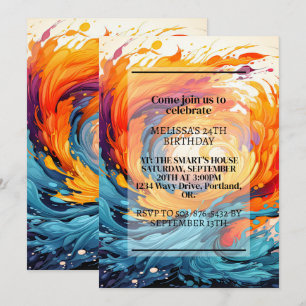 Invitation Coloré Chaotique Ripple Imprimer Anniversaire fête