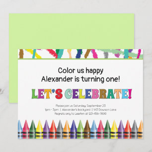 Invitation Coloré Crayon N'importe quel âge Enfant Anniversai
