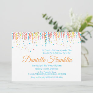 Invitation coloré du Confetti Party