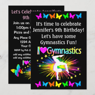 INVITATION COLORÉ J'ADORE L'INVITATION GYMNASTIQUE