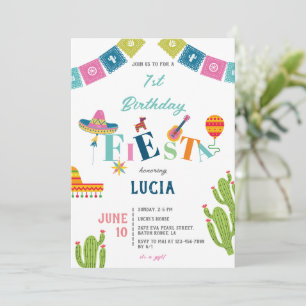 Invitation Coloré mexicain Fiesta Cactus 1er anniversaire