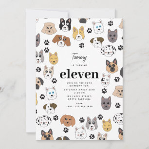 Invitation Coloré mignon Chiens amusants & Chien Paw Annivers