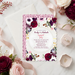 Invitation Coloré Or Bold Floral Blooms Parti d'engagement