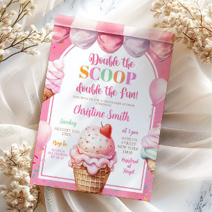 Invitation Coloré Pastel Ice Cream Twins Baby shower