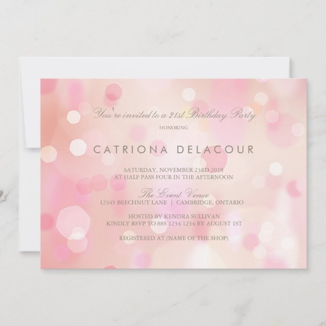 Invitation Coloré Pastel Lumières Anniversaire Fête Invitatio (Devant)