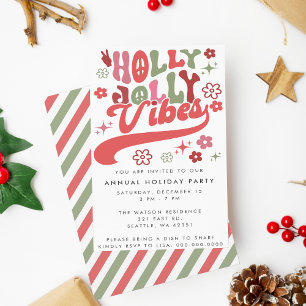 Invitation Coloré Retro Super Holly Jolly Vibes