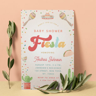 Invitation Coloré Super Fiesta Retro Baby shower mexicain