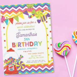 Invitation Coloré Sweet Fun Candy thème Anniversaire Fête