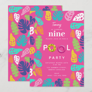 Invitation Coloré Tropical Summer Anniversaire Pool Party
