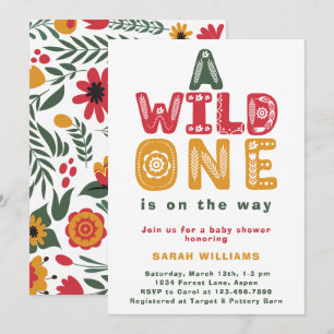 Invitation Coloré Wild One Folk Art Boy Baby shower