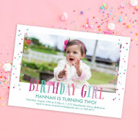 Colorée Confetti Girl Photo Anniversaire