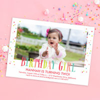 Colorée Confetti Girl Photo Anniversaire