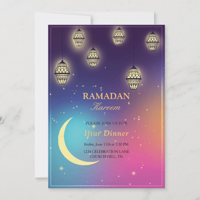 invitation colorée Iftar (Devant)