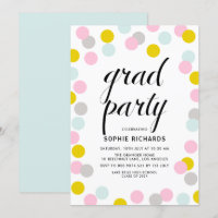 Colorée Pastel Confetti Dots fête de graduation