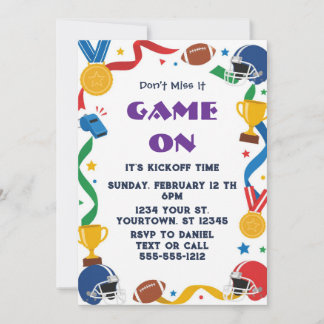 Invitation colorée pour une fête de jour de match