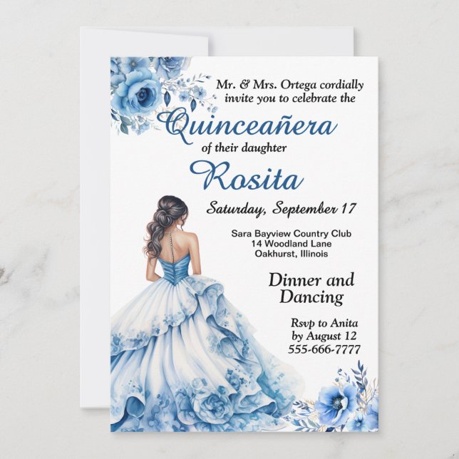 Invitation Colorée Quinceanera (Devant)