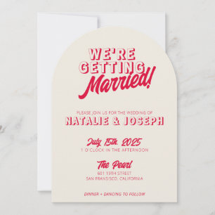 Invitation Colorée Retro Bold Funky Unique Mariage Arch