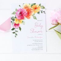 Colorée rose oranger pivoines fille baby shower