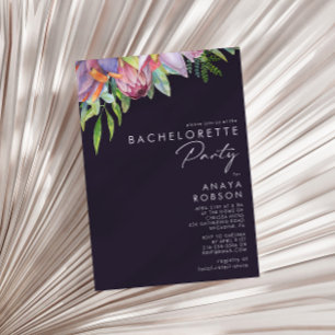 Invitation Colorée Tropical Floral Purple Bachelorette