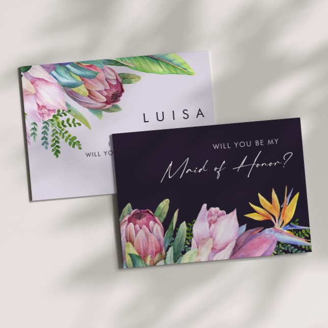 Invitation Colorée Tropical Violet Maid Of Honor Proposition (Créateur téléchargé)