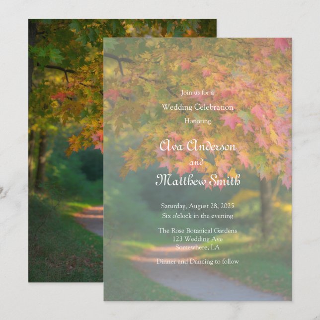 Invitation Colorful Autumn Day Wedding Celebration  (Devant / Derrière)