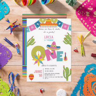 Invitation Colorful Cactus Mexican Fiesta First Birthday
