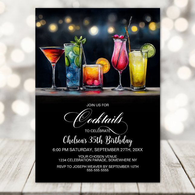 Invitation Colorful Cocktails Birthday Party (Créateur téléchargé)