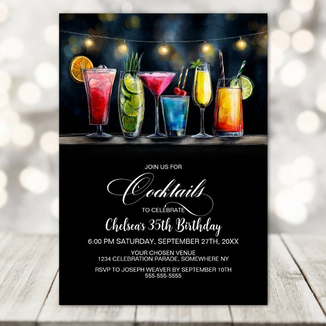 Invitation Colorful Cocktails Birthday Party (Créateur téléchargé)