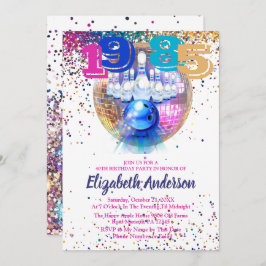 Invitation Colorful Disco Bowling 1985 40e anniversaire fête