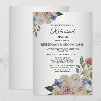Invitation Colorful Floral Butterfly Wedding Rehearsal Dinner