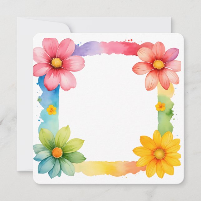 Invitation Colorful Floral Frame Background (Devant)