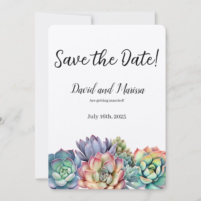Invitation Colorful Mariage Succulent (Devant)