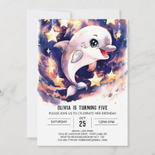 Invitation Colorful mignon Dauphin Enfants Anniversaire