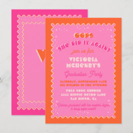 Invitation Colorful Mod brillant Gras Rétro Graduation