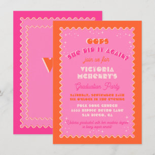 Invitation Colorful Mod brillant Gras Rétro Graduation
