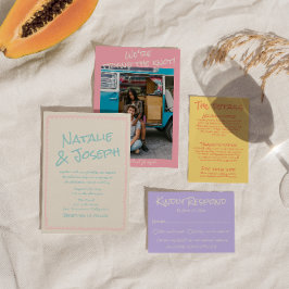 Invitation Colorful Pastel Hand Written Spring Photo Wedding