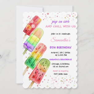 Invitation Colorful Popsicle thème Anniversaire de enfant Par