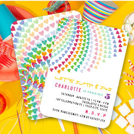 Invitation Colorful Rainbow Hearts Fun Anniversaire de enfant
